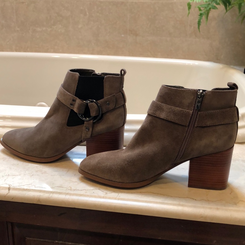 Marc Fisher taupe suede booties size 10